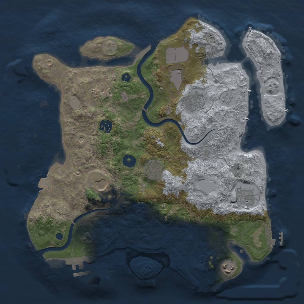 Rust Map: Procedural Map, Size: 3500, Seed: 159255642, 15 Monuments