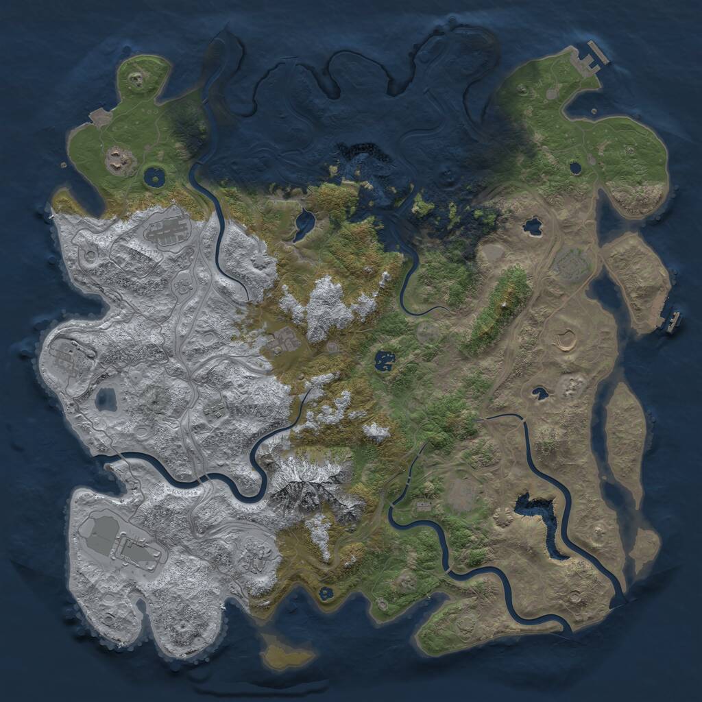 Rust Map: Procedural Map, Size: 5000, Seed: 767574, 17 Monuments