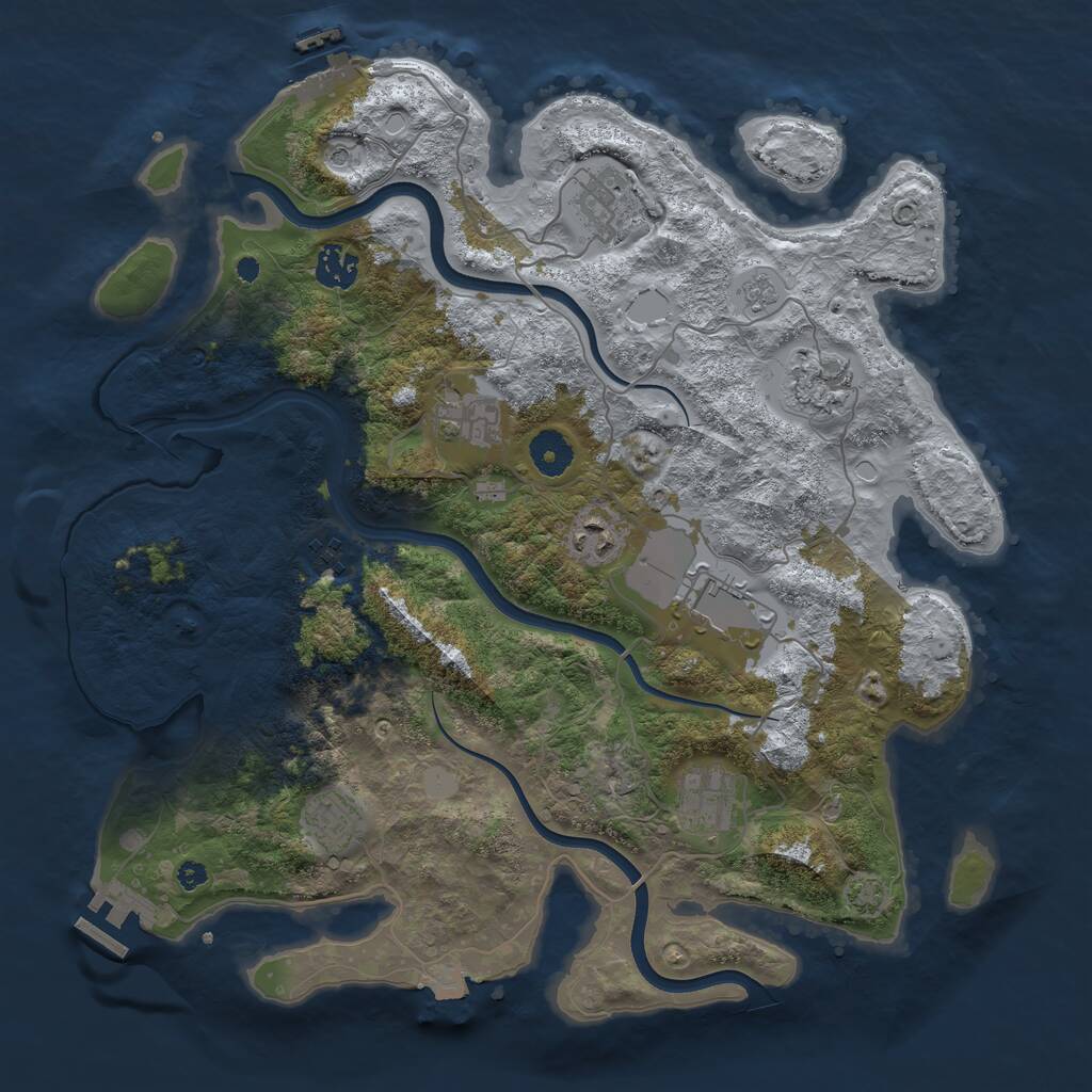 Rust Map: Procedural Map, Size: 3750, Seed: 360658, 15 Monuments