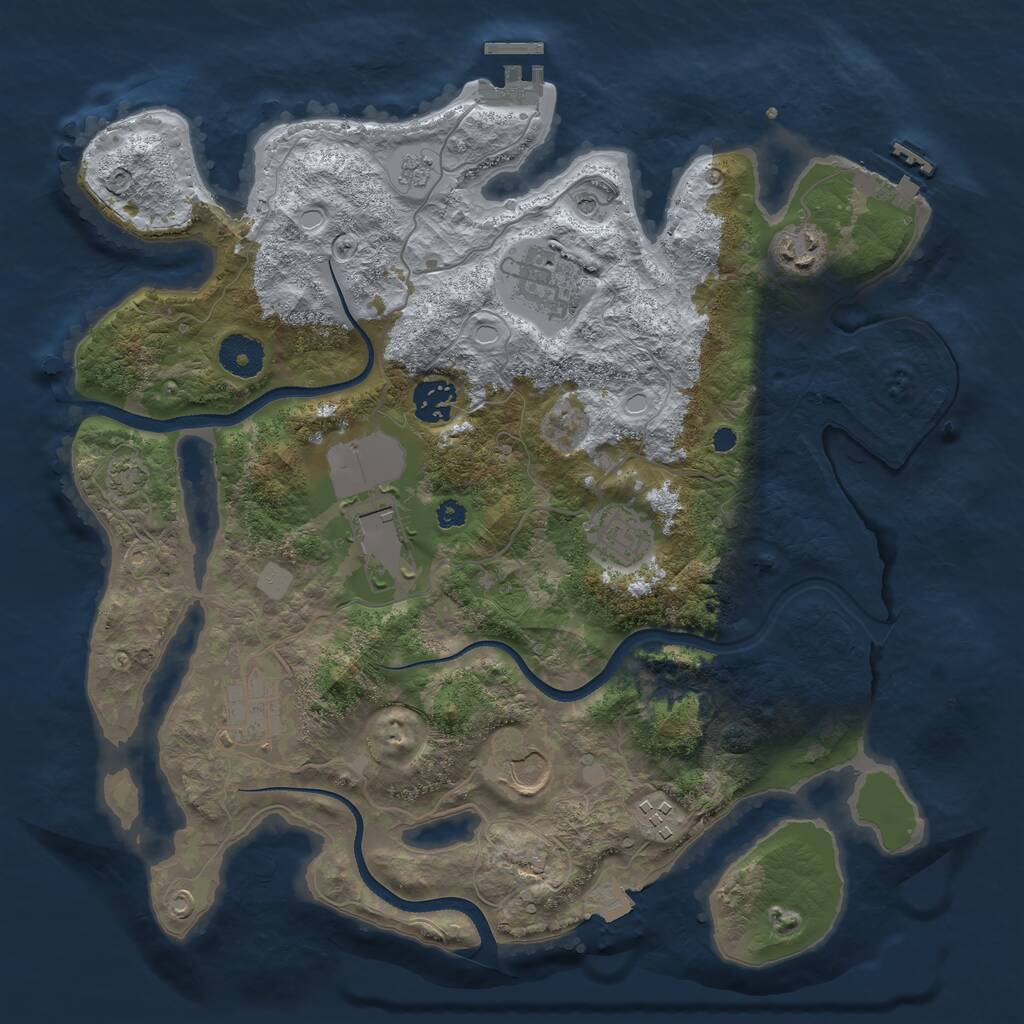 Rust Map: Procedural Map, Size: 3500, Seed: 1577150456, 14 Monuments