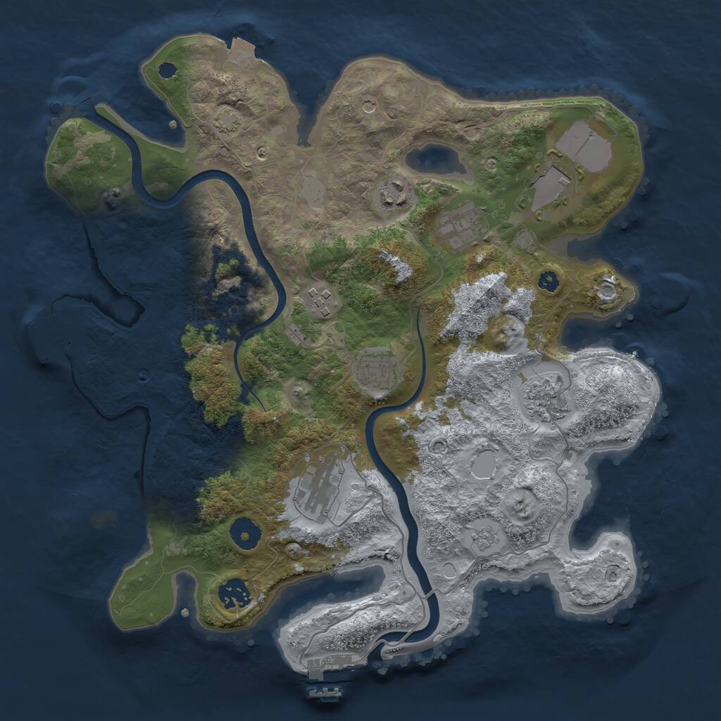 Rust Map: Procedural Map, Size: 3500, Seed: 725996359, 14 Monuments