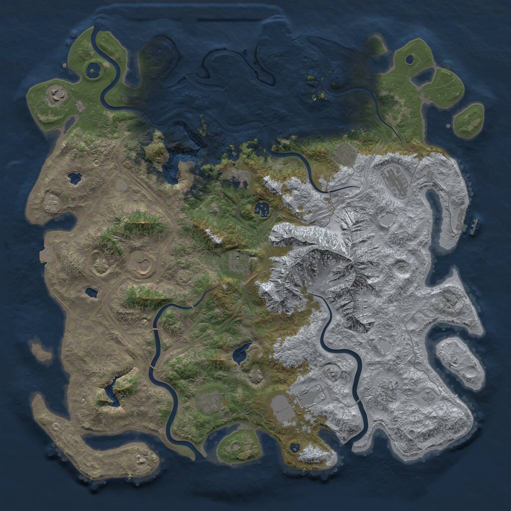 Rust Map: Procedural Map, Size: 5000, Seed: 689306, 17 Monuments