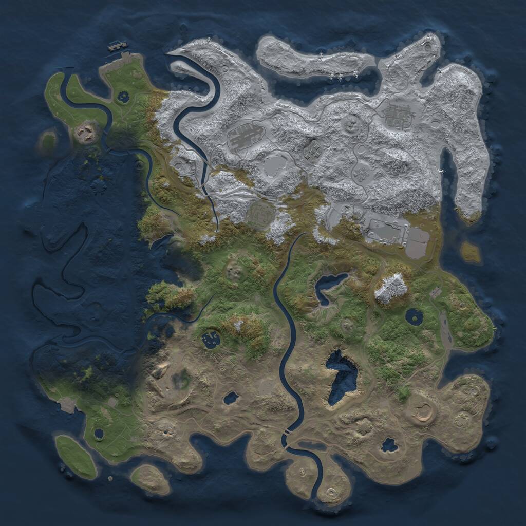 Rust Map: Procedural Map, Size: 4500, Seed: 978741, 16 Monuments