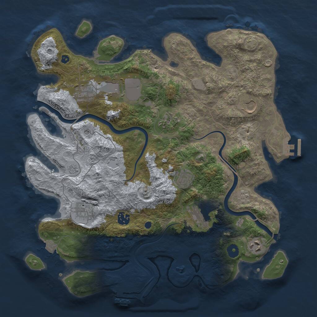 Rust Map: Procedural Map, Size: 3750, Seed: 534135, 16 Monuments