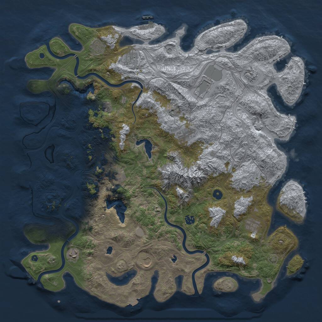 Rust Map: Procedural Map, Size: 5000, Seed: 380581, 17 Monuments