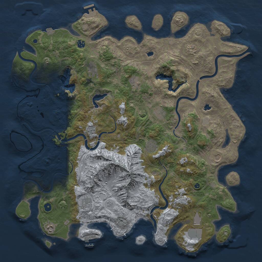 Rust Map: Procedural Map, Size: 5000, Seed: 826650, 17 Monuments
