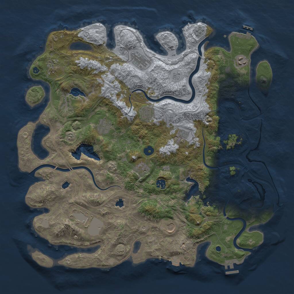 Rust Map: Procedural Map, Size: 4500, Seed: 846390, 17 Monuments