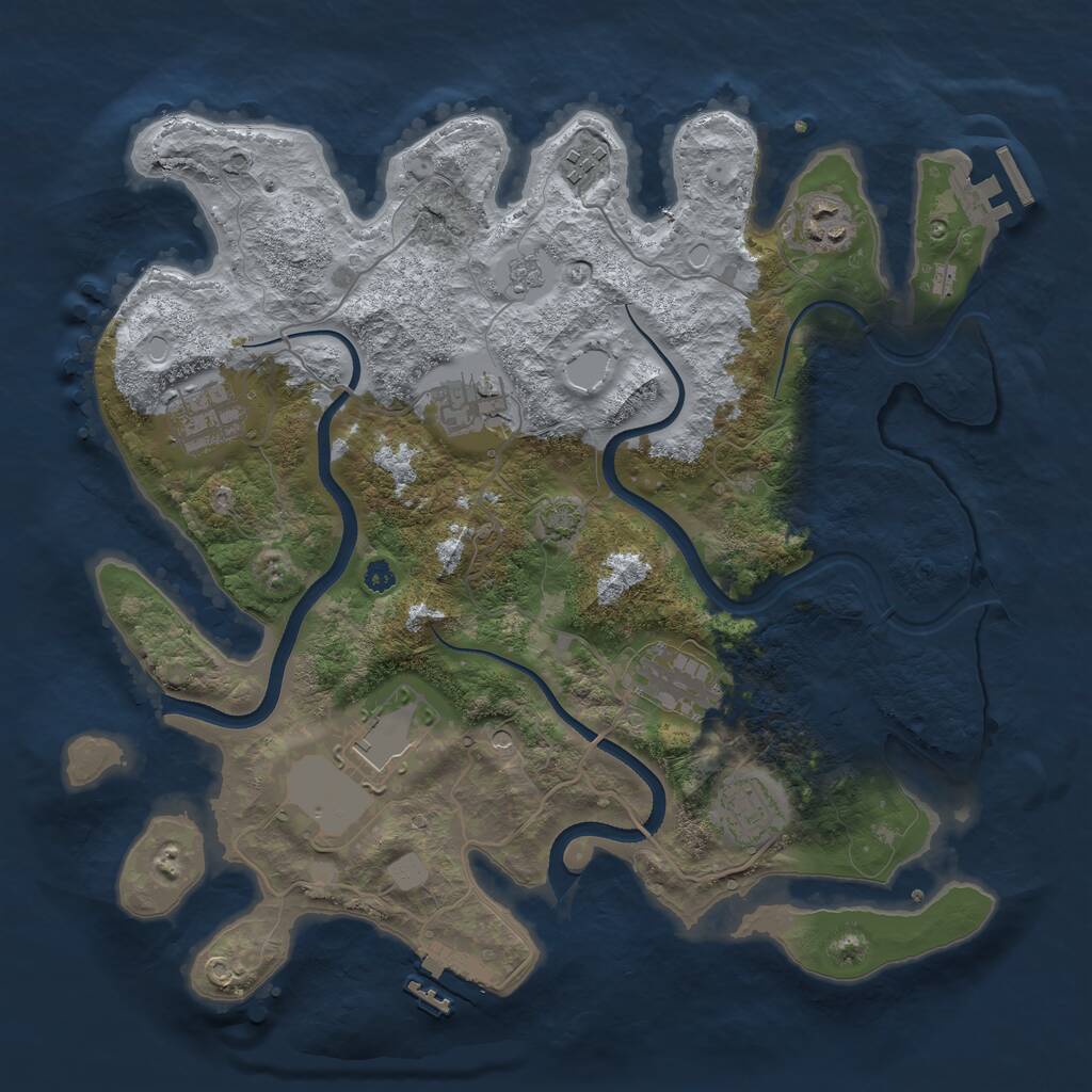Rust Map: Procedural Map, Size: 3500, Seed: 183246002, 13 Monuments
