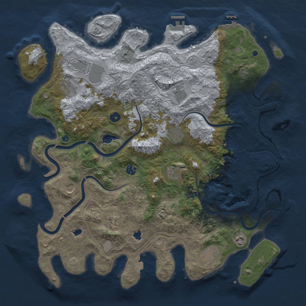 Rust Map: Procedural Map, Size: 4500, Seed: 429824, 17 Monuments