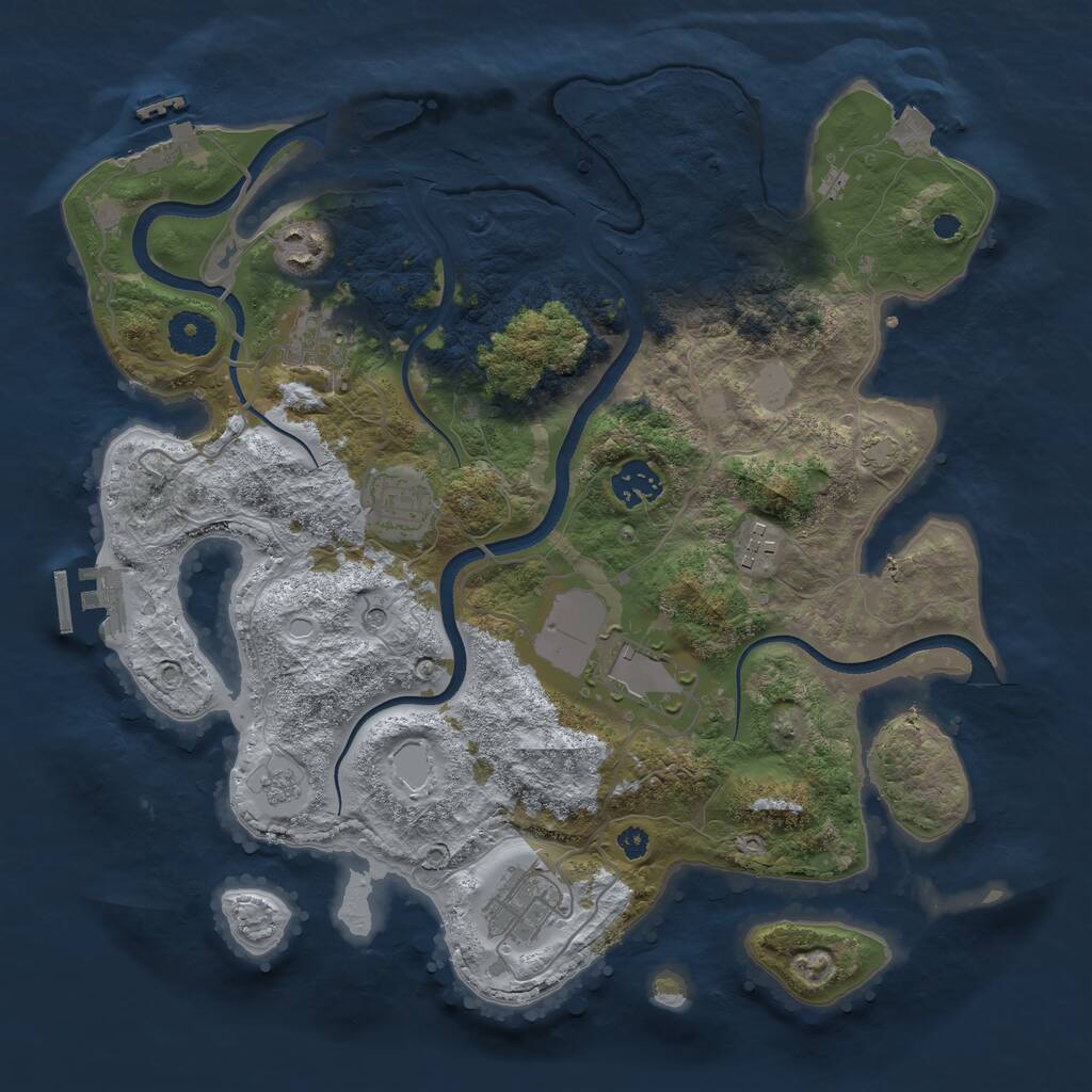 Rust Map: Procedural Map, Size: 3500, Seed: 710283, 13 Monuments