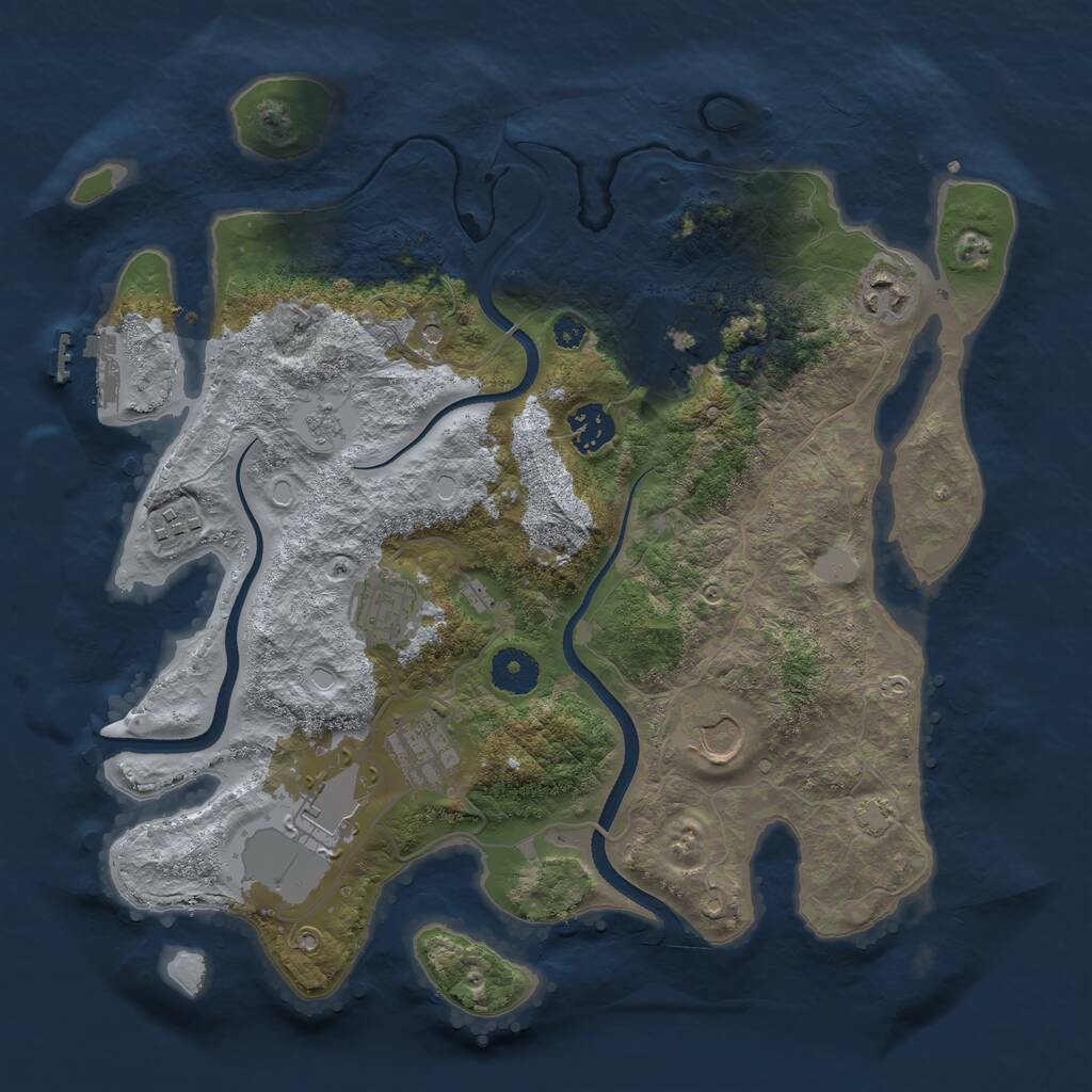 Rust Map: Procedural Map, Size: 3500, Seed: 310190, 13 Monuments