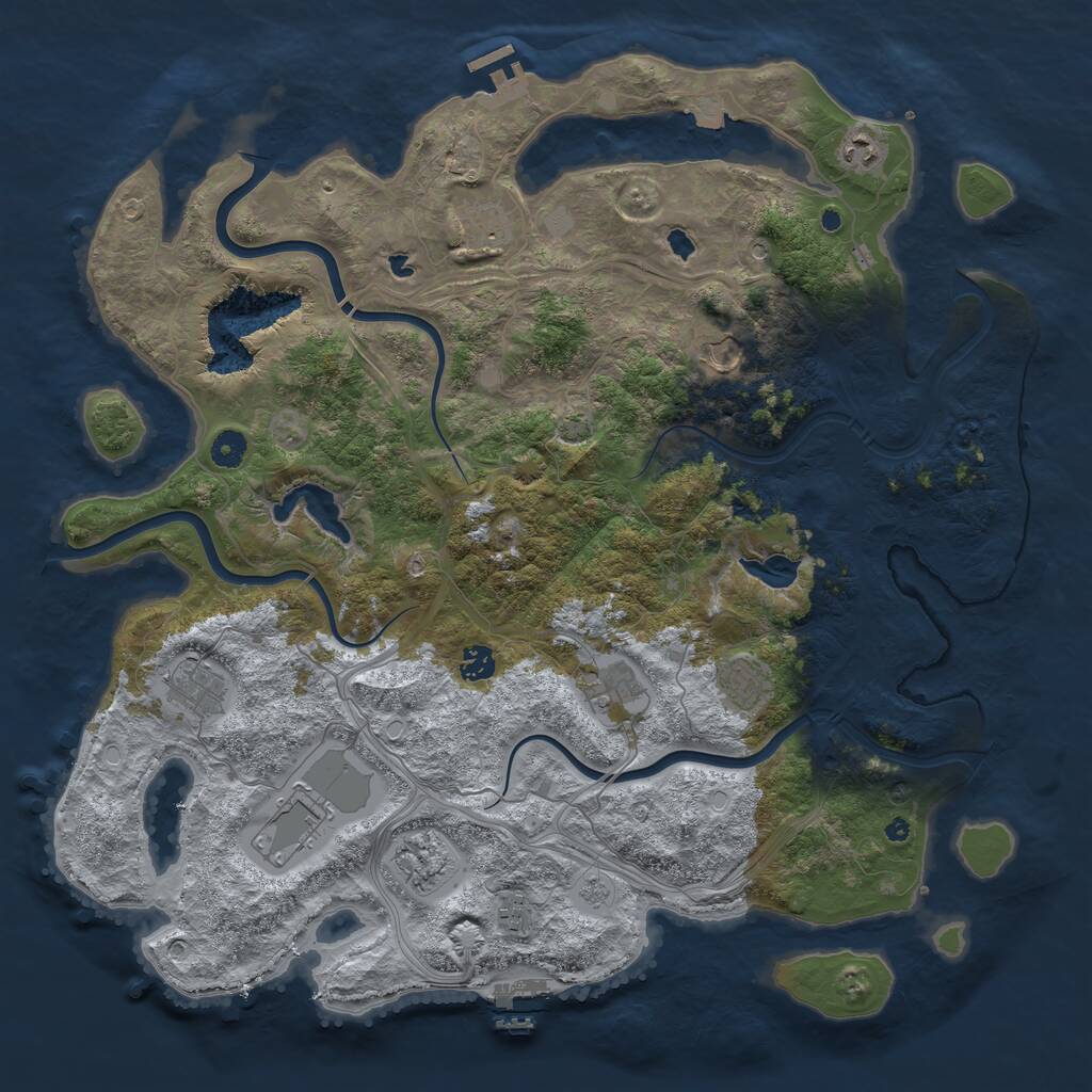 Rust Map: Procedural Map, Size: 4500, Seed: 237480, 16 Monuments