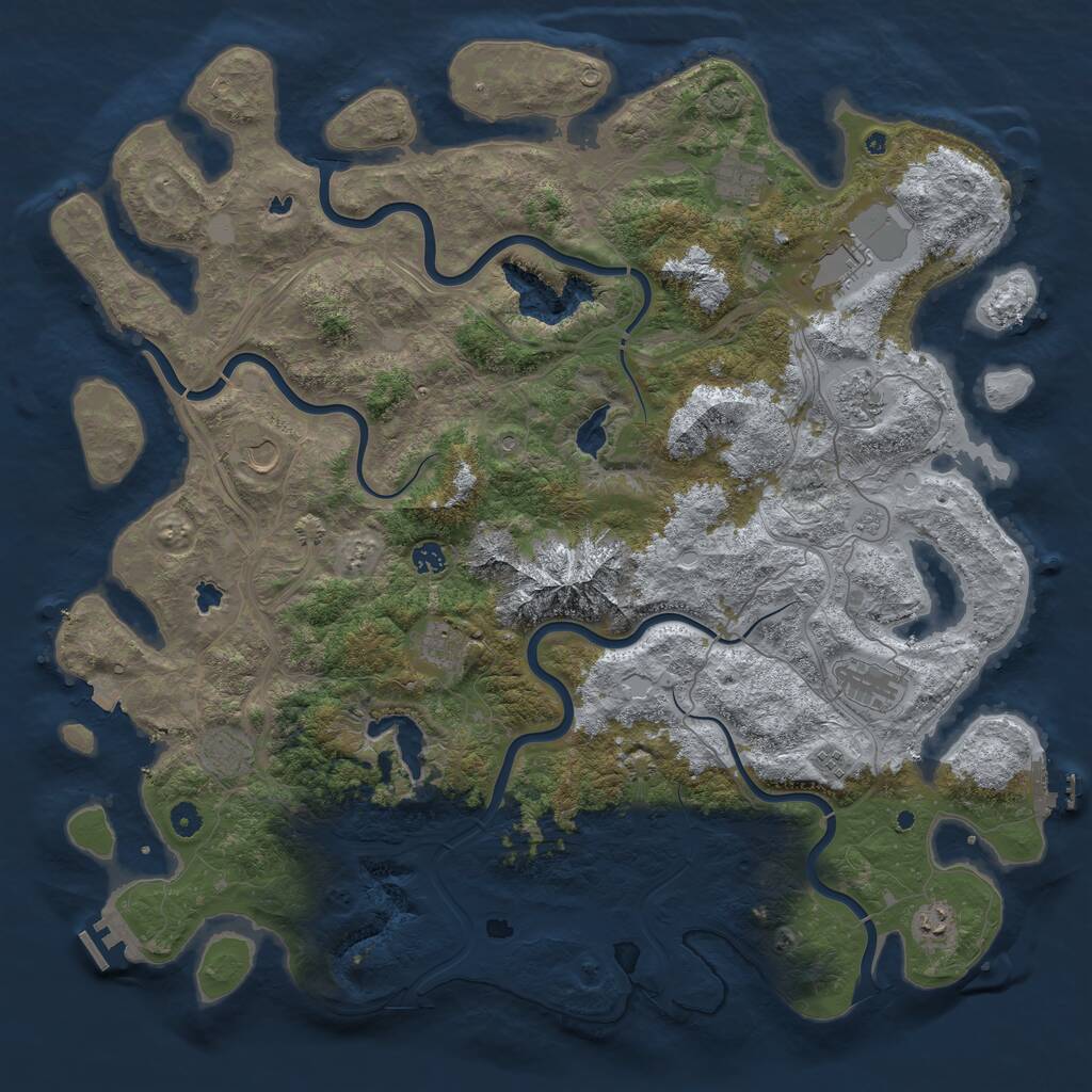 Rust Map: Procedural Map, Size: 5000, Seed: 1703752078, 16 Monuments