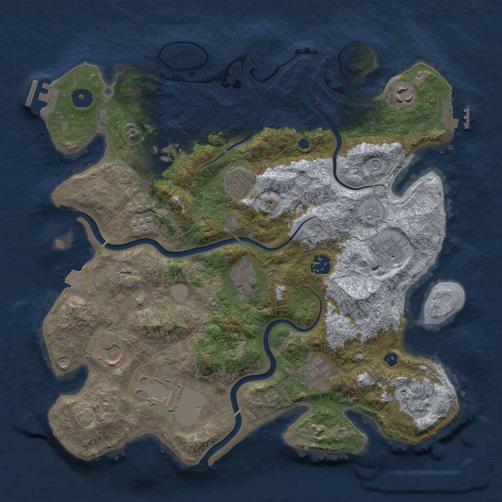 Rust Map: Procedural Map, Size: 3750, Seed: 331690, 17 Monuments