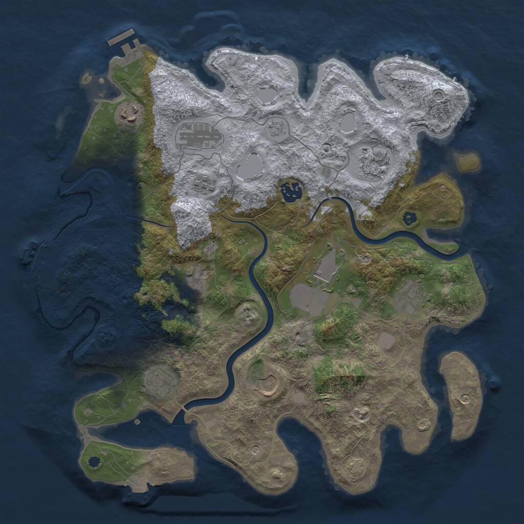 Rust Map: Procedural Map, Size: 3750, Seed: 872745, 16 Monuments
