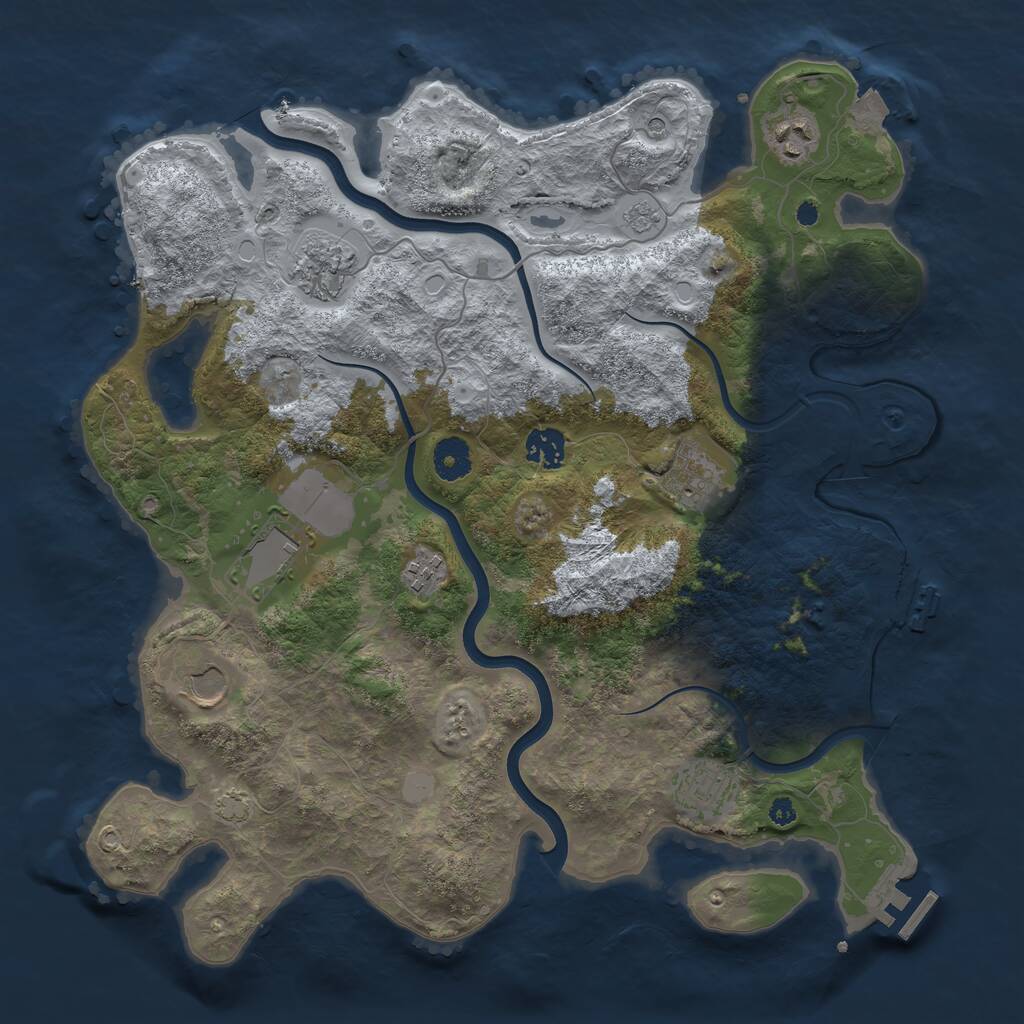 Rust Map: Procedural Map, Size: 3750, Seed: 465446, 14 Monuments
