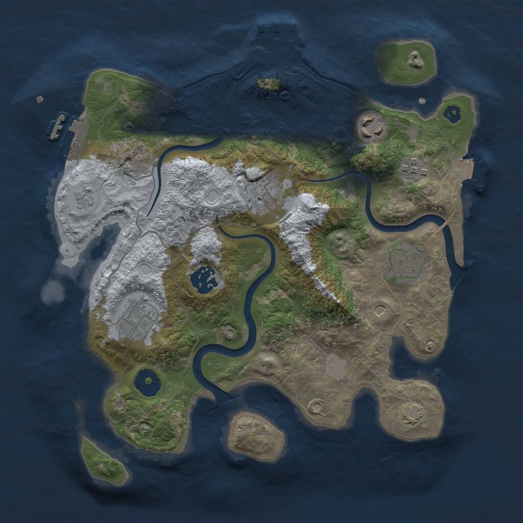 Rust Map: Procedural Map, Size: 3000, Seed: 2374, 12 Monuments