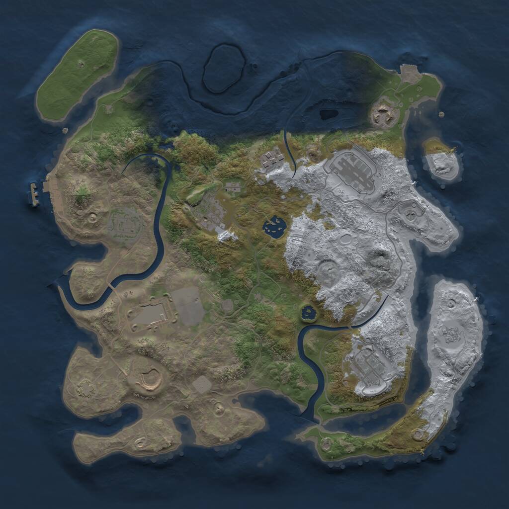 Rust Map: Procedural Map, Size: 3500, Seed: 930418, 14 Monuments