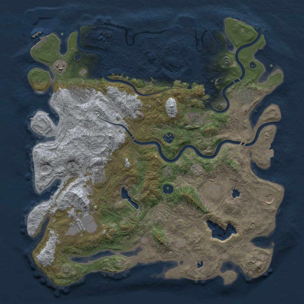 Rust Map: Procedural Map, Size: 4500, Seed: 597476, 17 Monuments