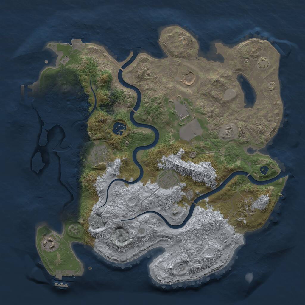 Rust Map: Procedural Map, Size: 3500, Seed: 1987654, 14 Monuments