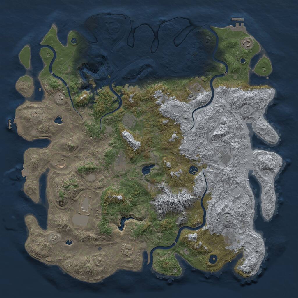 Rust Map: Procedural Map, Size: 5000, Seed: 394795, 17 Monuments