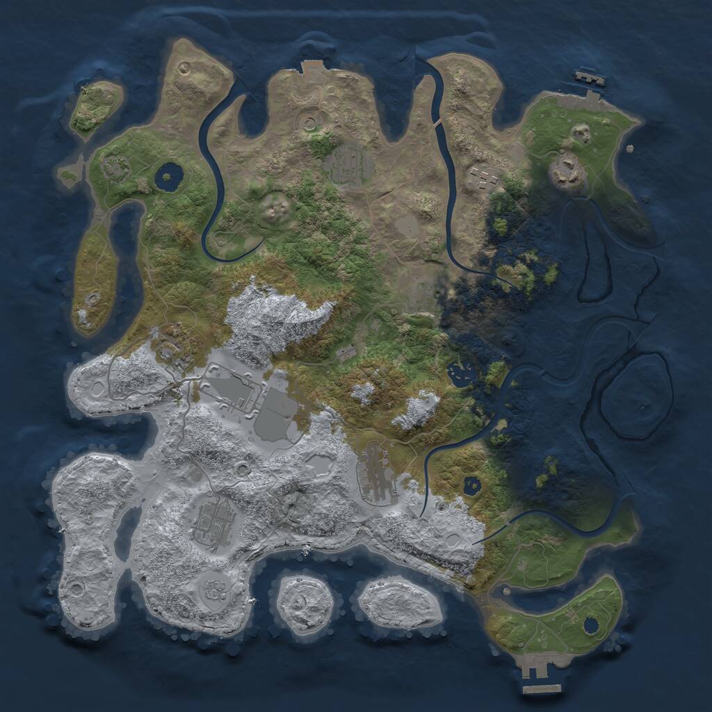 Rust Map: Procedural Map, Size: 3750, Seed: 145427, 15 Monuments