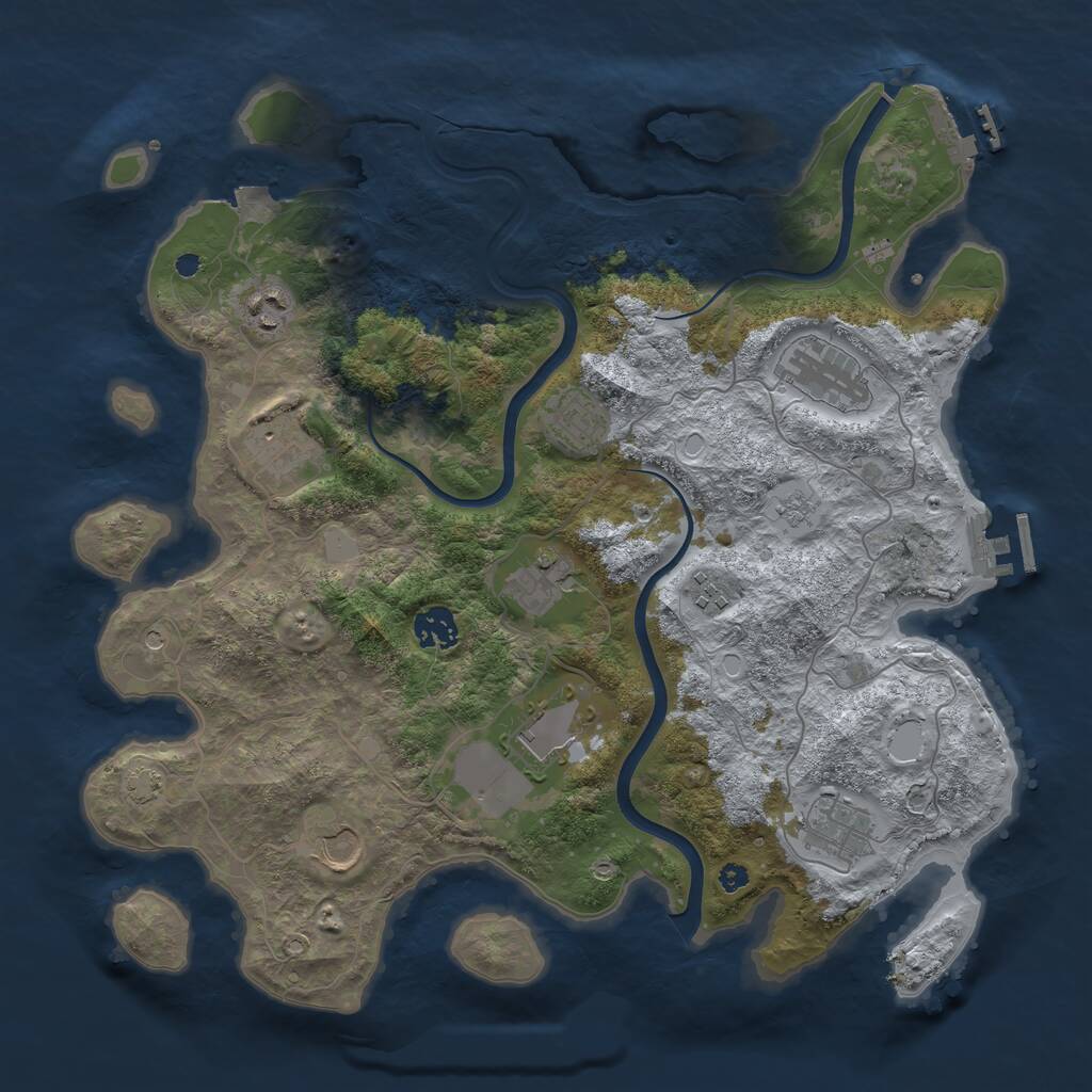 Rust Map: Procedural Map, Size: 3750, Seed: 842623, 16 Monuments