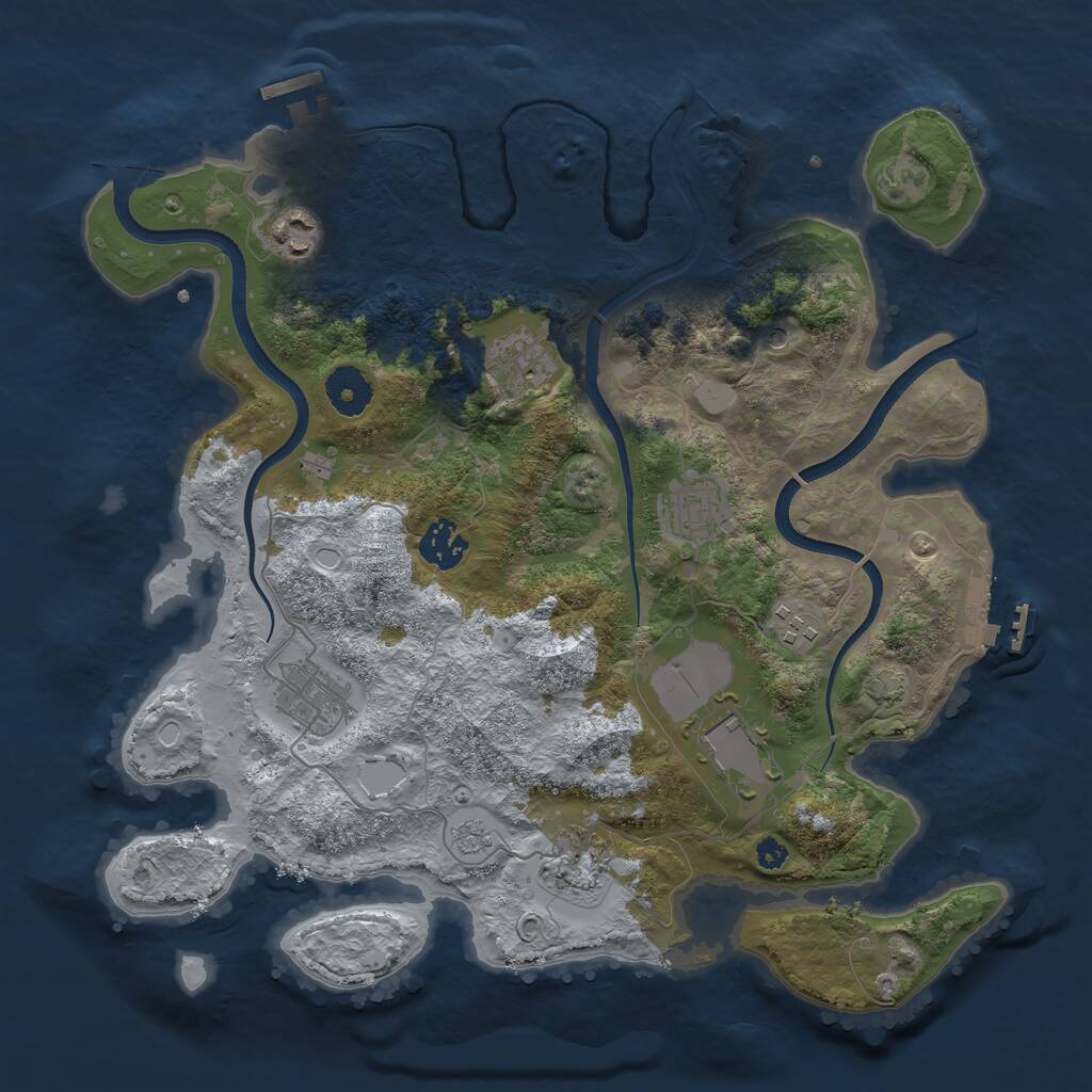 Rust Map: Procedural Map, Size: 3500, Seed: 193509, 14 Monuments