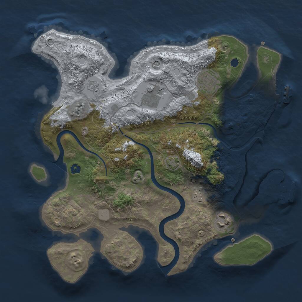 Rust Map: Procedural Map, Size: 3000, Seed: 63634, 10 Monuments