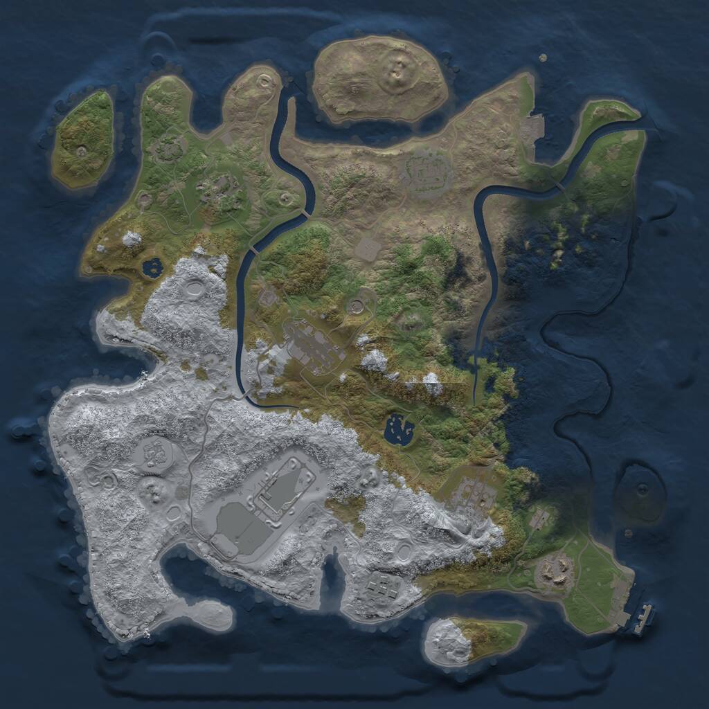 Rust Map: Procedural Map, Size: 3500, Seed: 41662427, 13 Monuments