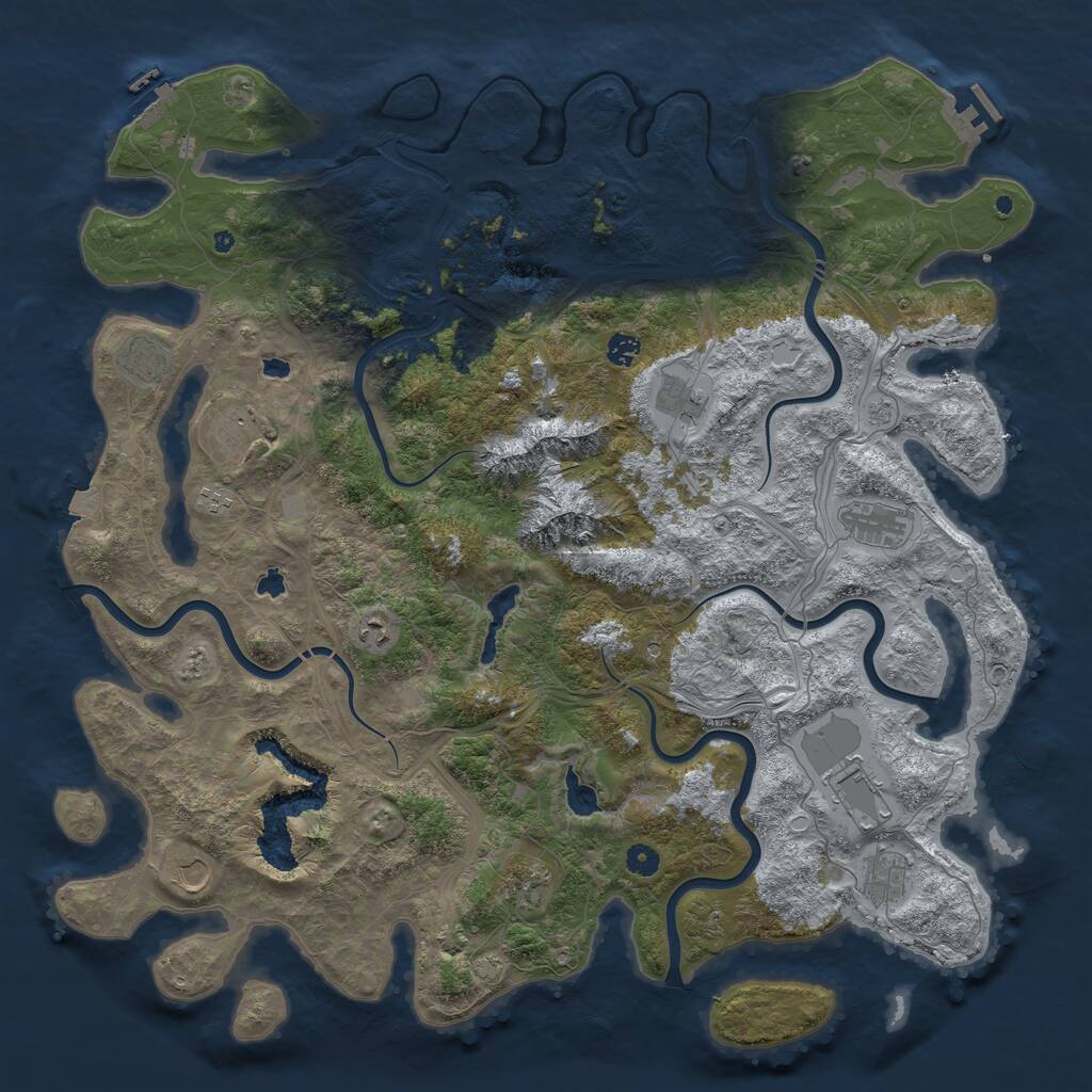 Rust Map: Procedural Map, Size: 5000, Seed: 399632, 17 Monuments