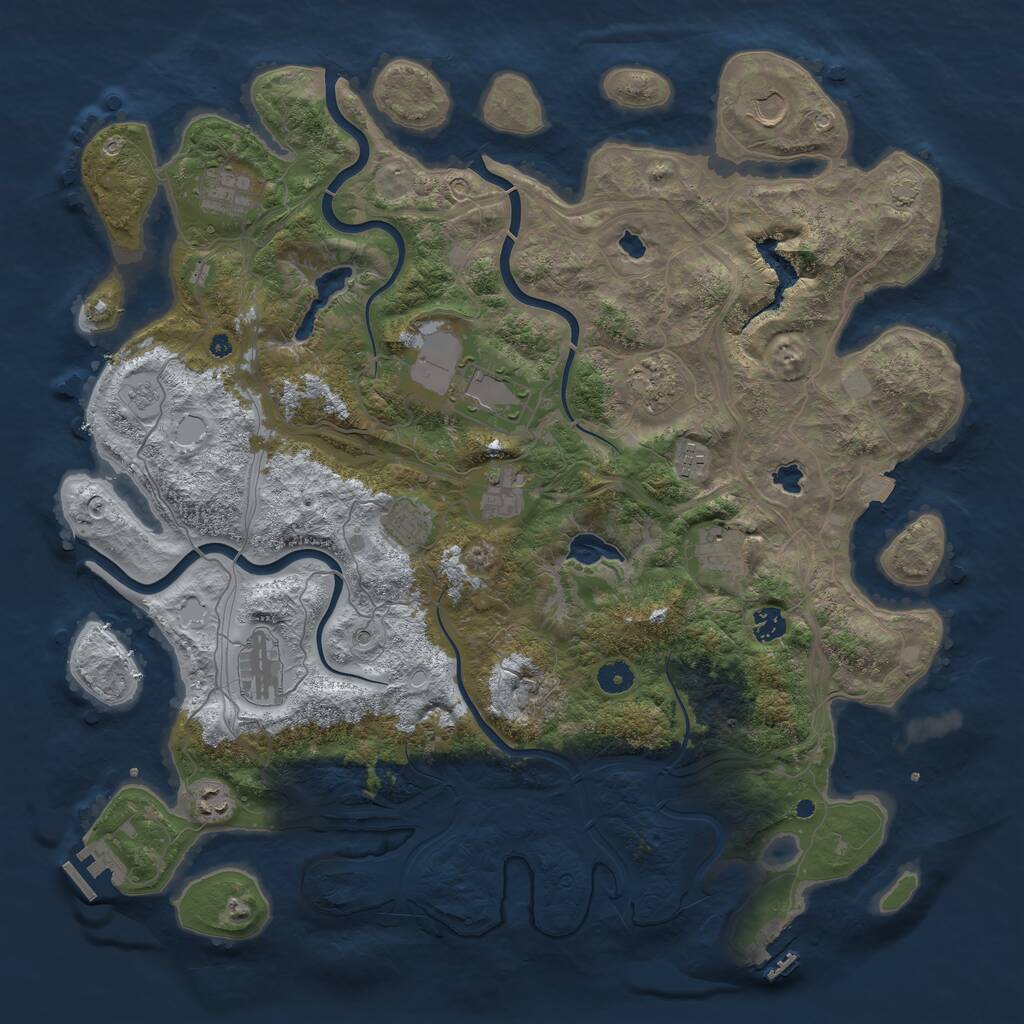 Rust Map: Procedural Map, Size: 4500, Seed: 619328, 17 Monuments