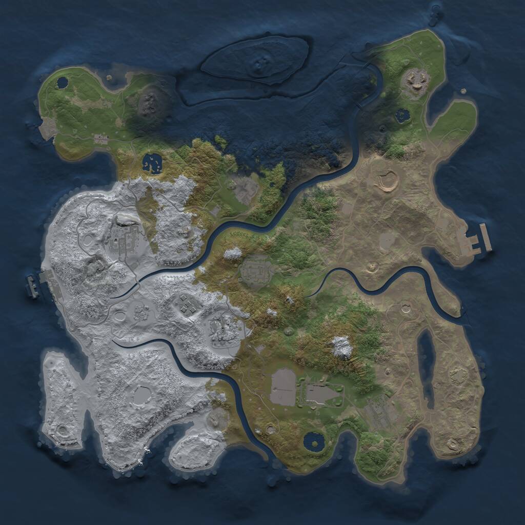 Rust Map: Procedural Map, Size: 3750, Seed: 396301, 16 Monuments