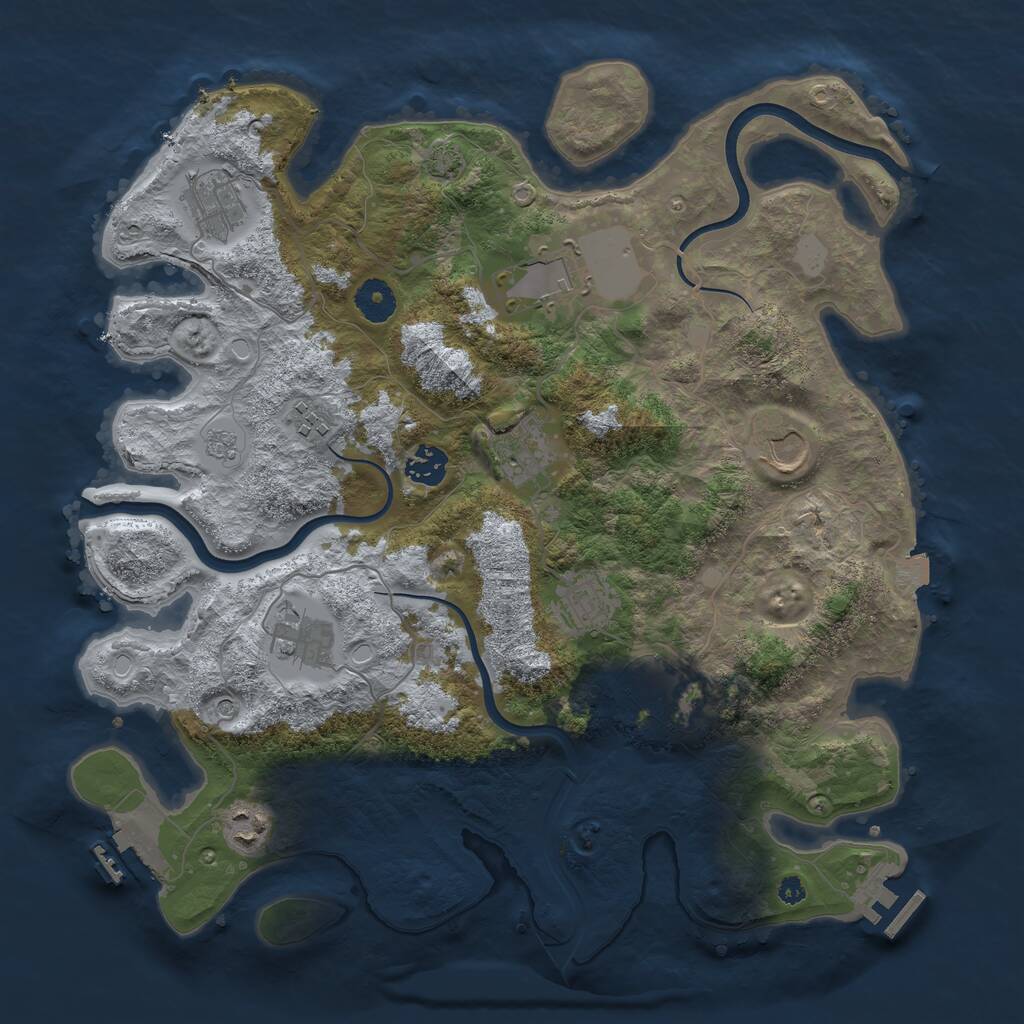 Rust Map: Procedural Map, Size: 3750, Seed: 749588, 16 Monuments