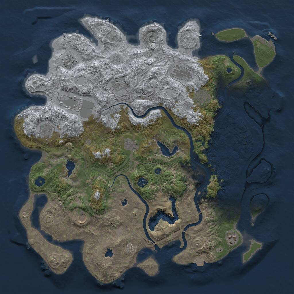Rust Map: Procedural Map, Size: 4500, Seed: 227153546, 17 Monuments
