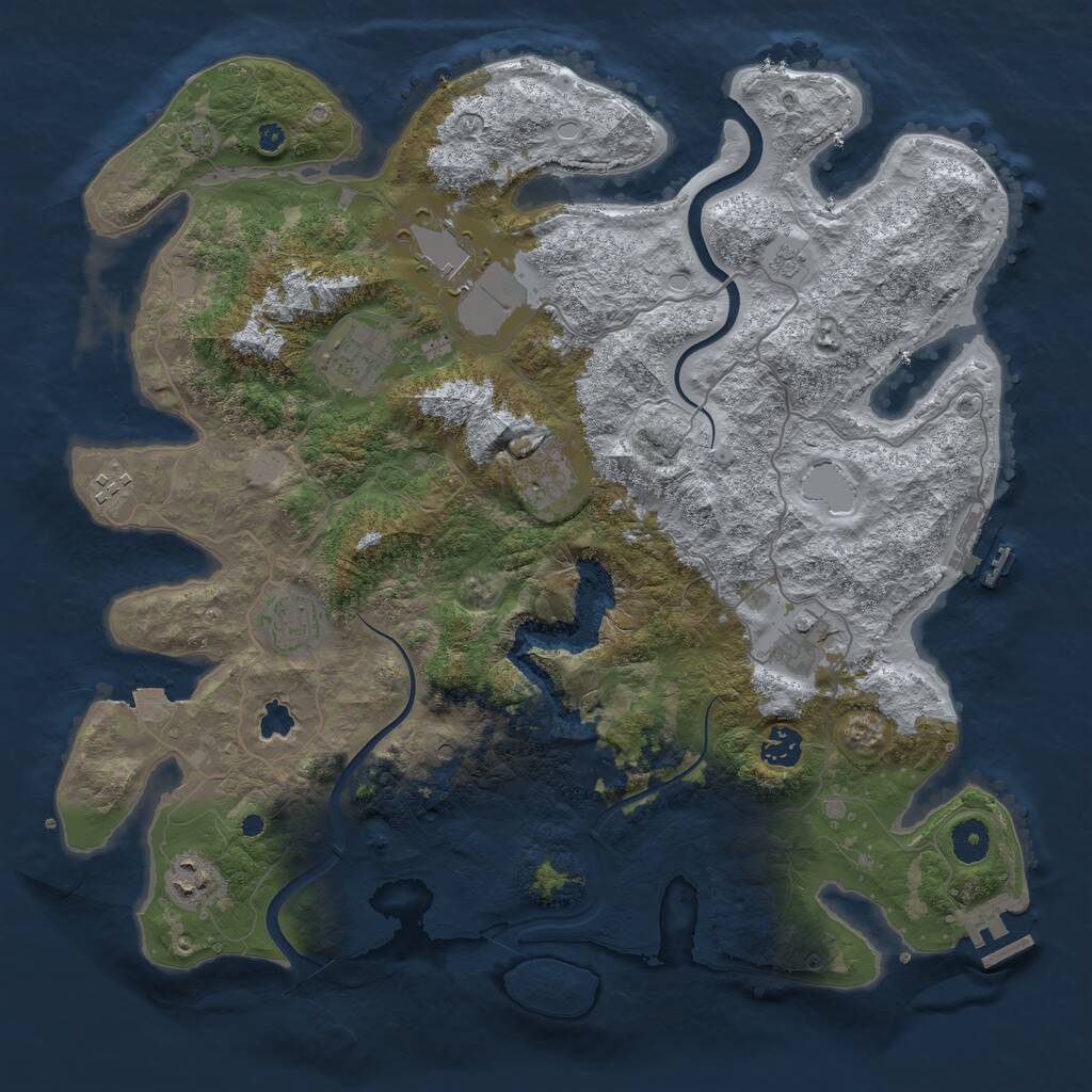 Rust Map: Procedural Map, Size: 4000, Seed: 746008, 14 Monuments