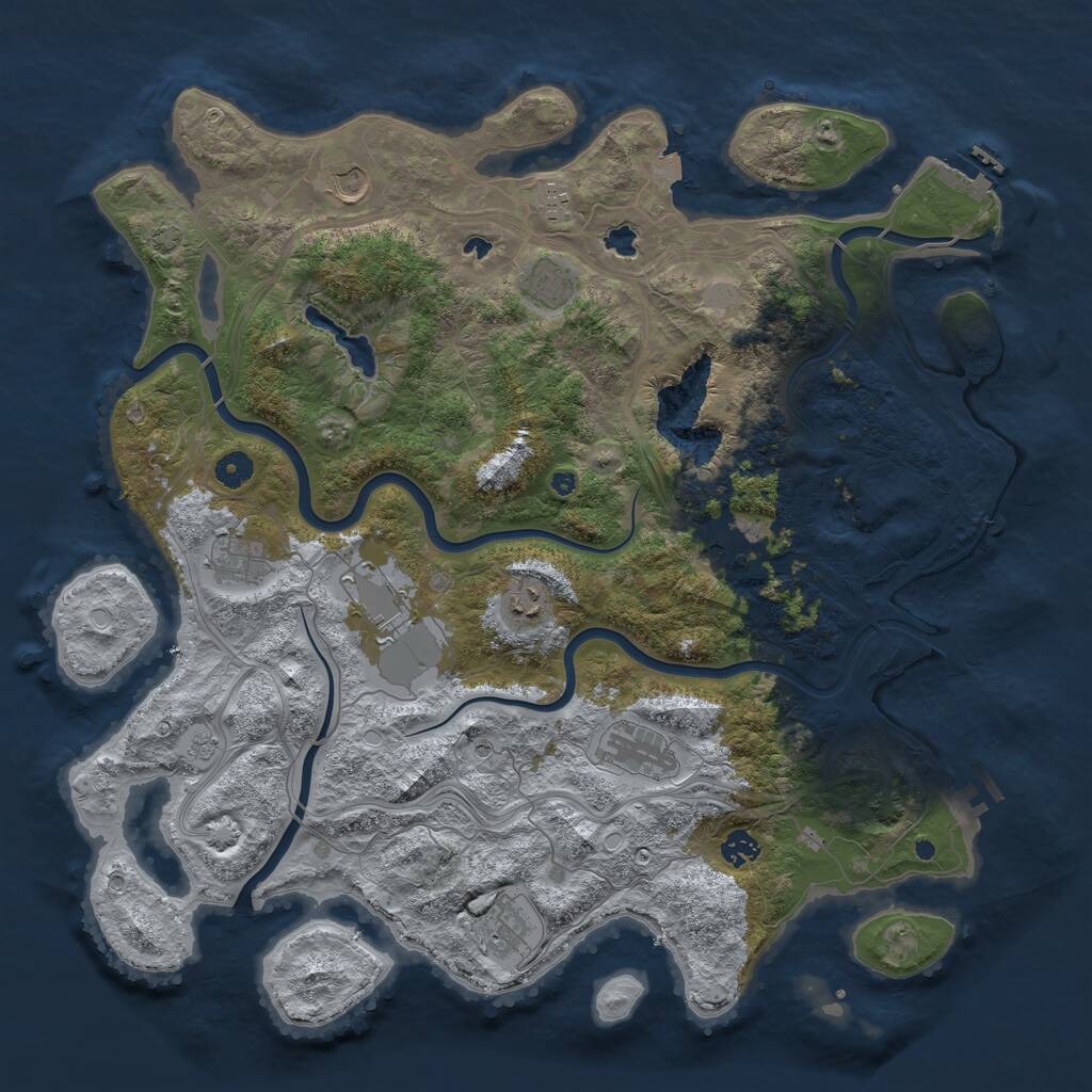 Rust Map: Procedural Map, Size: 4500, Seed: 214751, 16 Monuments