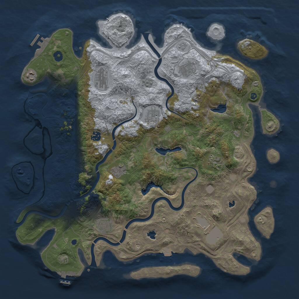 Rust Map: Procedural Map, Size: 4500, Seed: 712319, 16 Monuments