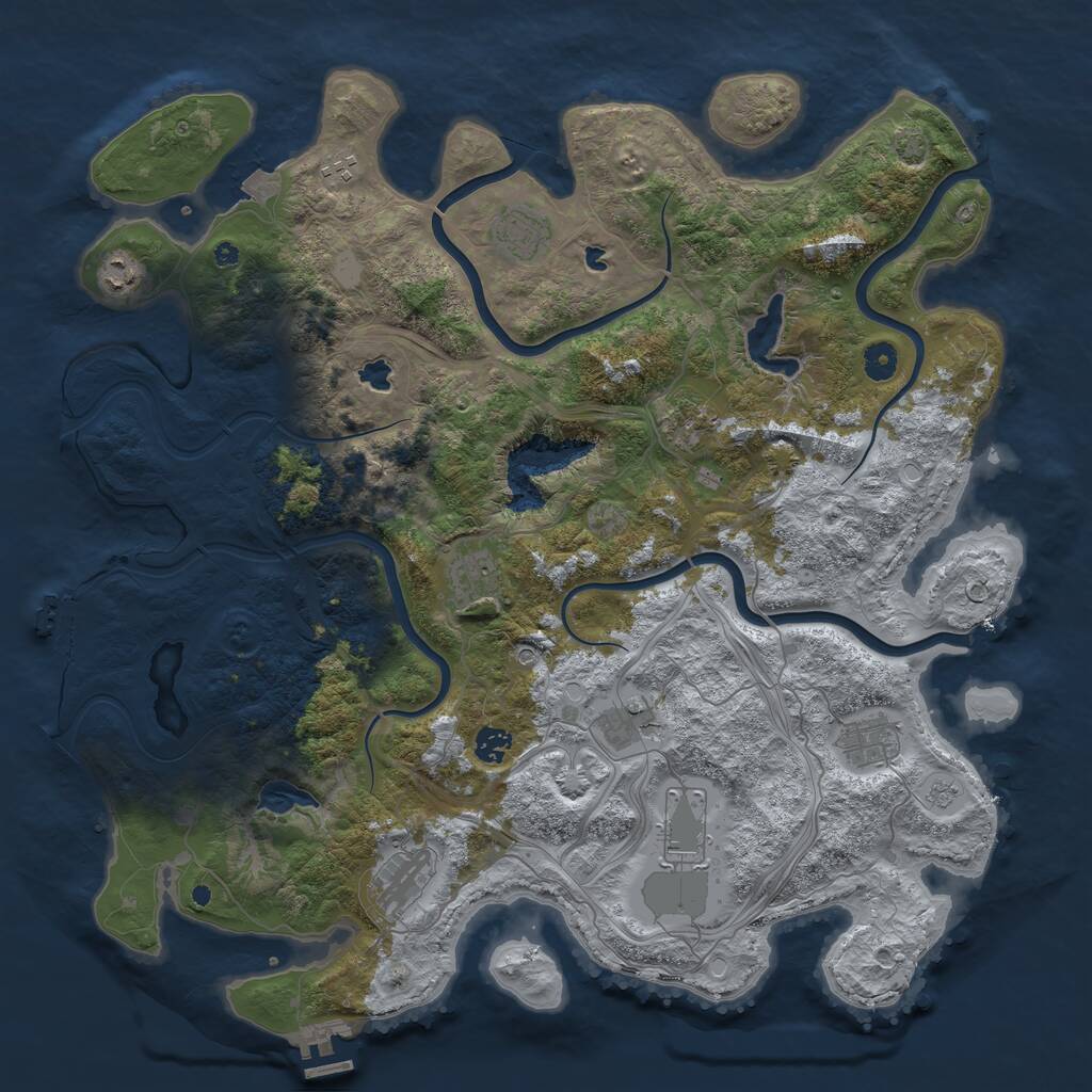 Rust Map: Procedural Map, Size: 4500, Seed: 664452, 16 Monuments