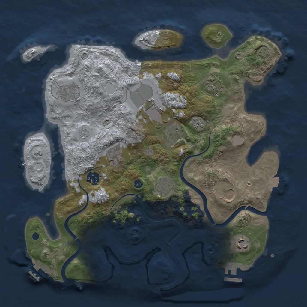 Rust Map: Procedural Map, Size: 3500, Seed: 750401, 16 Monuments