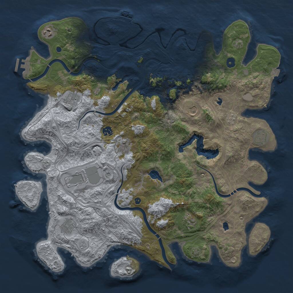 Rust Map: Procedural Map, Size: 4500, Seed: 830011, 16 Monuments