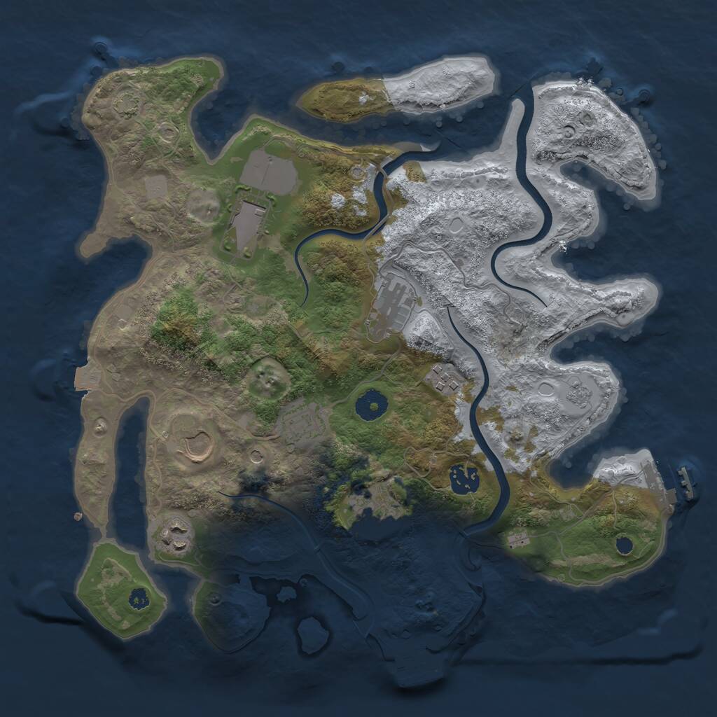 Rust Map: Procedural Map, Size: 3500, Seed: 1847295632, 14 Monuments