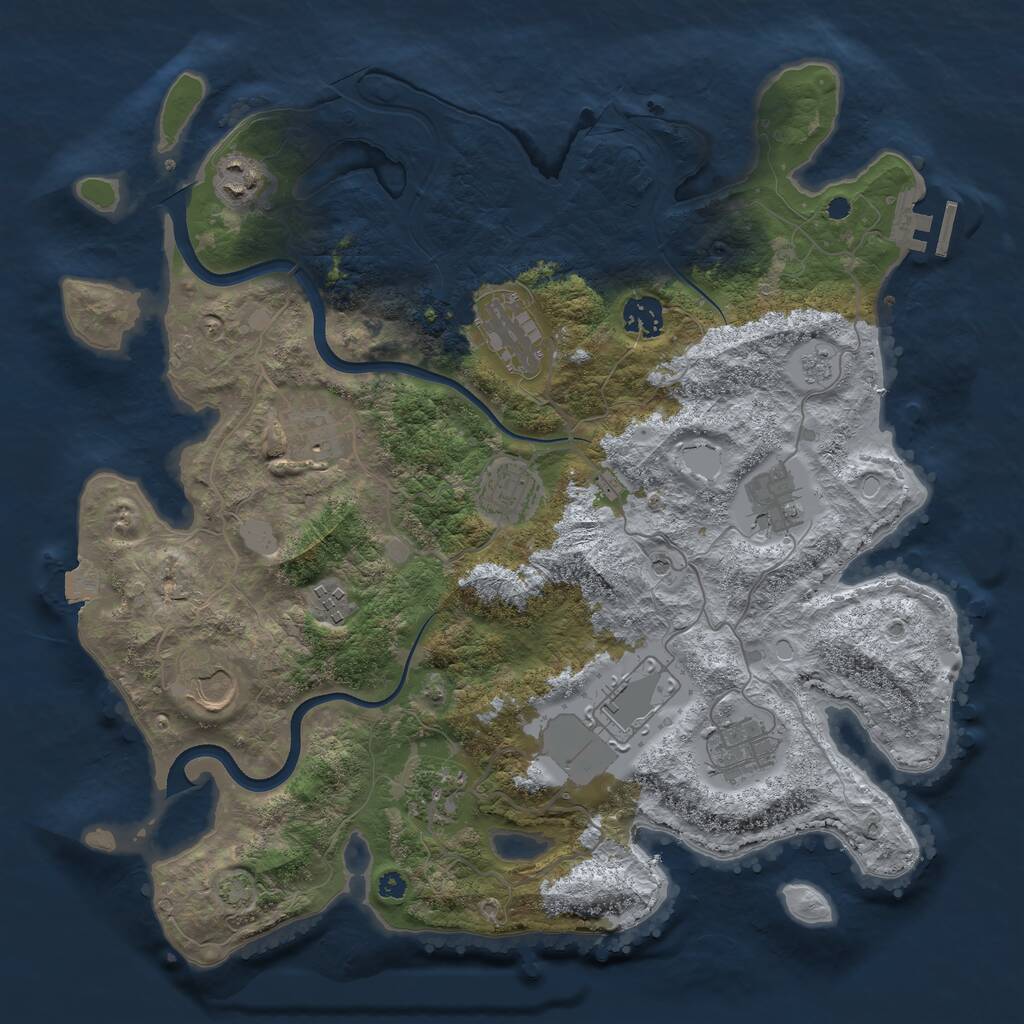 Rust Map: Procedural Map, Size: 3700, Seed: 1244885010, 16 Monuments