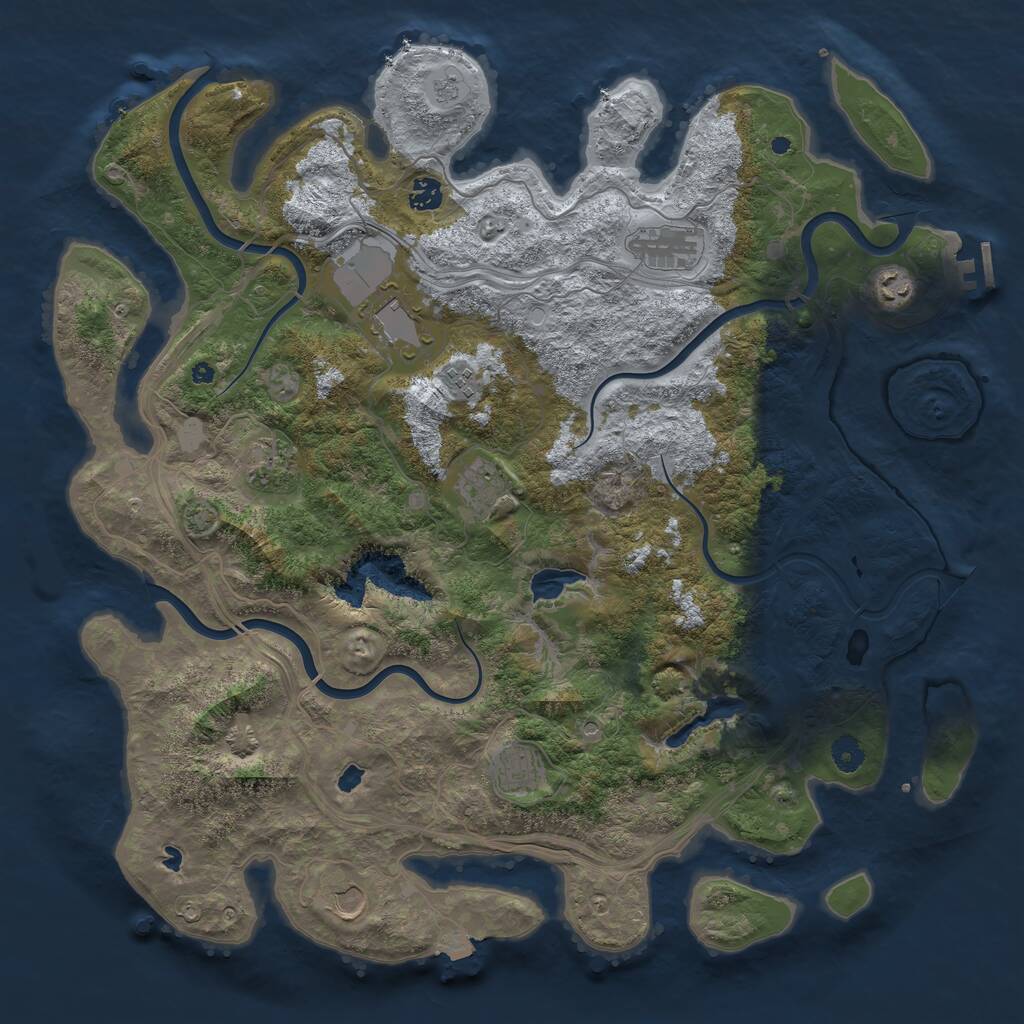 Rust Map: Procedural Map, Size: 4500, Seed: 805916, 14 Monuments
