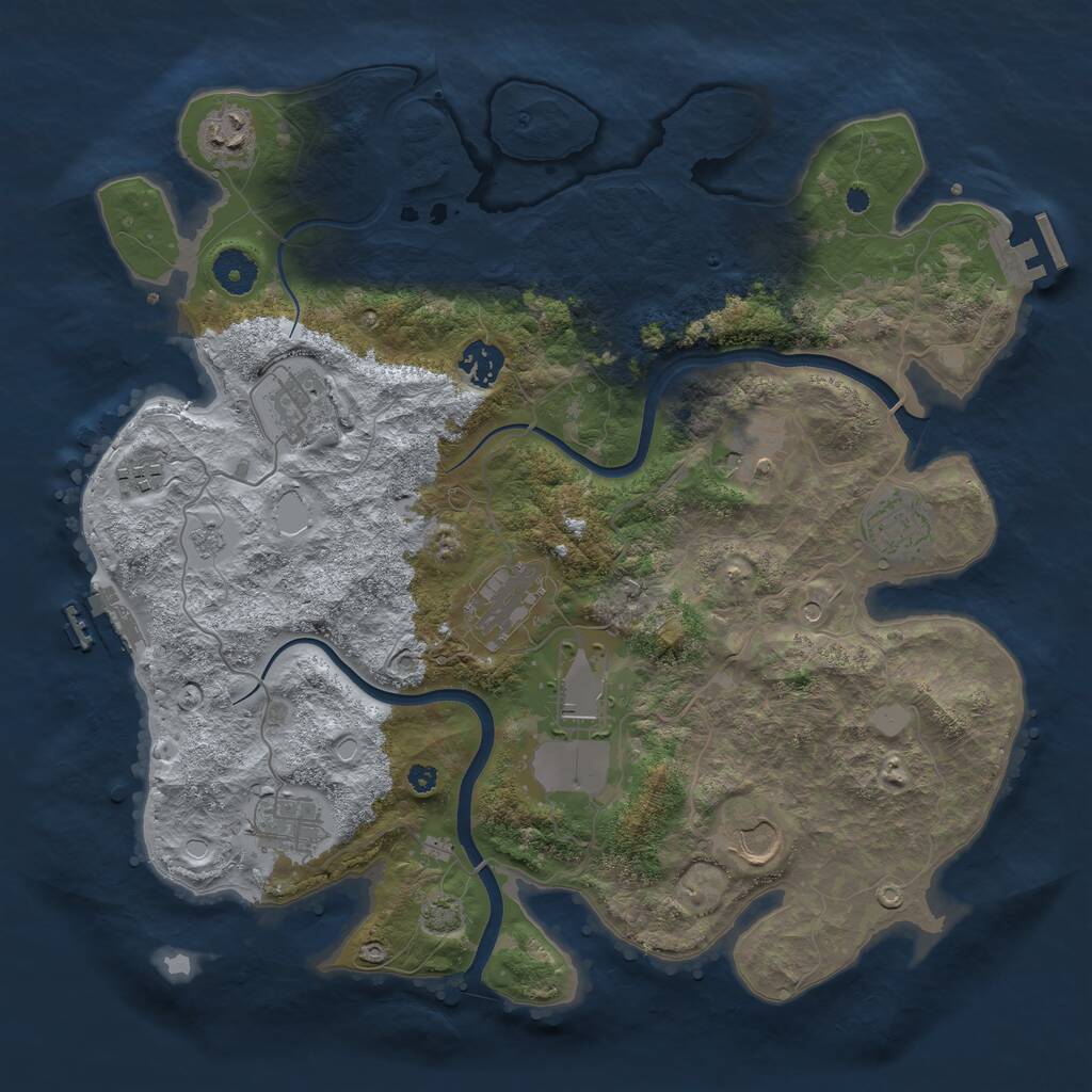 Rust Map: Procedural Map, Size: 3750, Seed: 373213, 16 Monuments