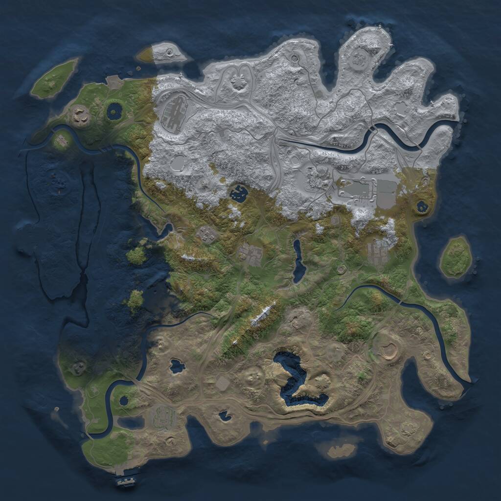 Rust Map: Procedural Map, Size: 4500, Seed: 1524109822, 17 Monuments
