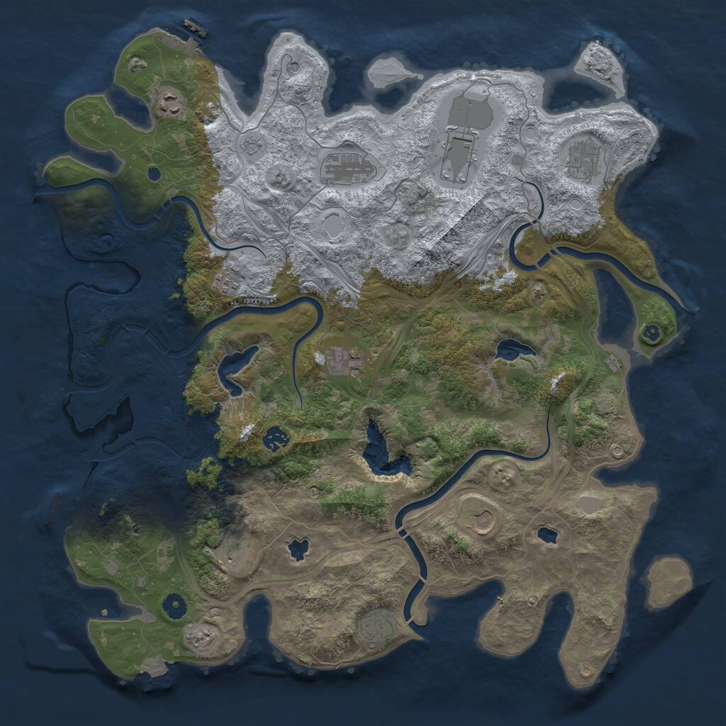 Rust Map: Procedural Map, Size: 4500, Seed: 957715, 16 Monuments