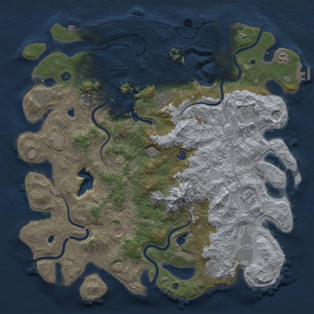 Rust Map: Procedural Map, Size: 5000, Seed: 572042, 17 Monuments