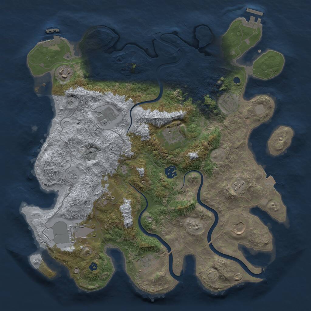 Rust Map: Procedural Map, Size: 3750, Seed: 152135, 16 Monuments