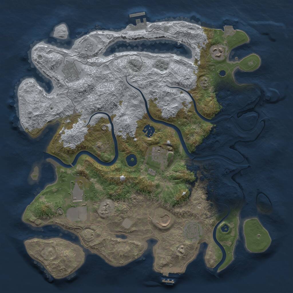 Rust Map: Procedural Map, Size: 3750, Seed: 629940, 14 Monuments